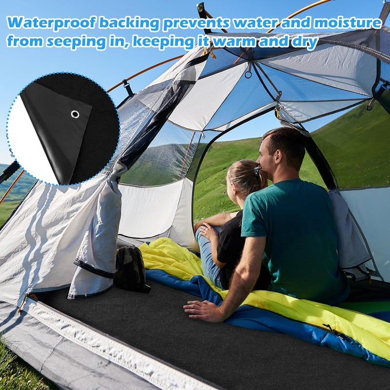 Emsiok Camping Tent Carpet Mat, Large Picnic Blanket Waterproof Outdoor Camping Rugs Keeps You Warm & Dry Felt Tents Floor Mat with Storage Strap and Stakes for Hiking Lawn Inside Outside Tents, 6.2 X 5 Ft - Image 4